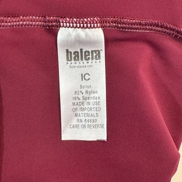 Balera Dancewear High-Waist Leggings Size IC (7/8) Burgundy Nylon Spandex NEW - Picture 5 of 10